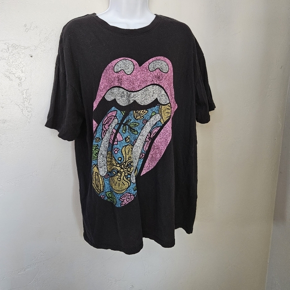 The Rolling Stones Women's S/M Black Graphic Tee Oversized Band T-shirt Colorful - Picture 1 of 4